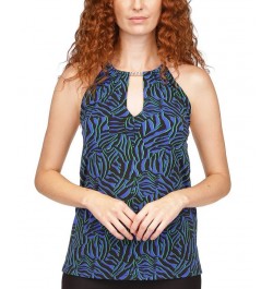 Women's Zebra-Print Chain Halter Top Royal $22.11 Tops