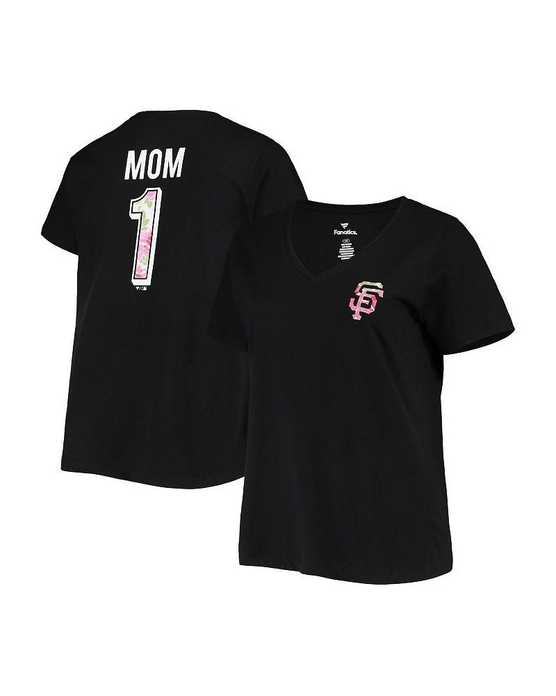 Women's Black San Francisco Giants Plus Size 1 Mom 2-Hit V-Neck T-shirt Black $18.86 Tops