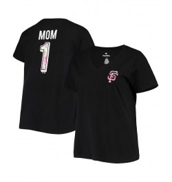 Women's Black San Francisco Giants Plus Size 1 Mom 2-Hit V-Neck T-shirt Black $18.86 Tops