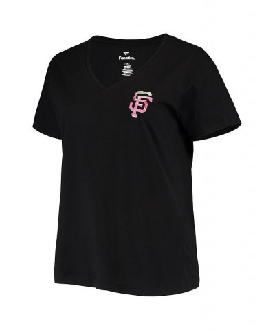 Women's Black San Francisco Giants Plus Size 1 Mom 2-Hit V-Neck T-shirt Black $18.86 Tops