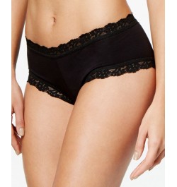 Organic Cotton Low-Rise Lace-Trim Boyshort 891281 Black $13.68 Panty