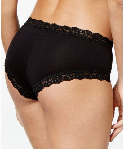 Organic Cotton Low-Rise Lace-Trim Boyshort 891281 Black $13.68 Panty