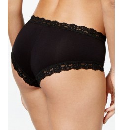 Organic Cotton Low-Rise Lace-Trim Boyshort 891281 Black $13.68 Panty