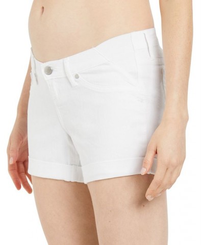 Side Panel Roll Hem Denim Maternity Shorts White $18.40 Shorts