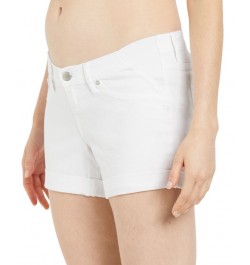 Side Panel Roll Hem Denim Maternity Shorts White $18.40 Shorts