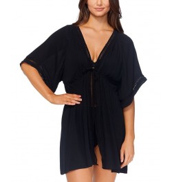 Juniors' Costa Rica Tie-Front Tunic Cover-Up Black $37.80 Swimsuits