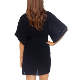 Juniors' Costa Rica Tie-Front Tunic Cover-Up Black $37.80 Swimsuits