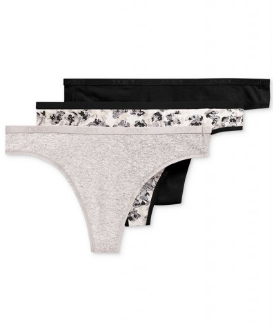 Women's 3-Pk. Stretch Cotton Thong Underwear Gray $13.66 Panty