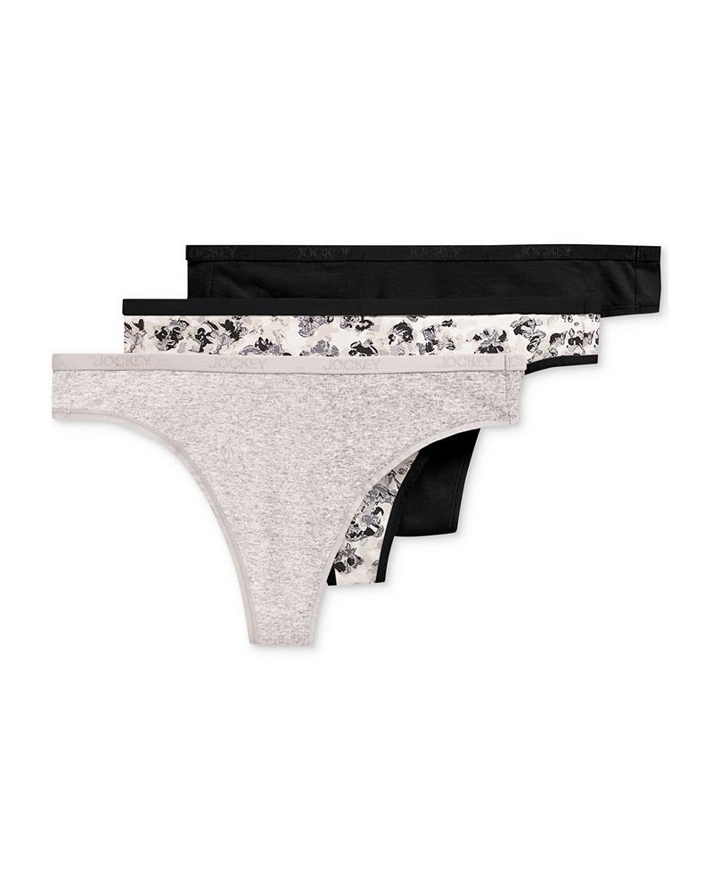 Women's 3-Pk. Stretch Cotton Thong Underwear Gray $13.66 Panty