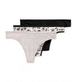 Women's 3-Pk. Stretch Cotton Thong Underwear Gray $13.66 Panty