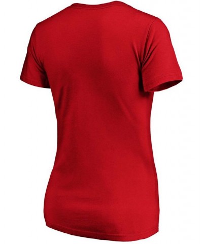 Women's Red Cincinnati Reds Live For It V-Neck T-shirt Red $19.20 Tops