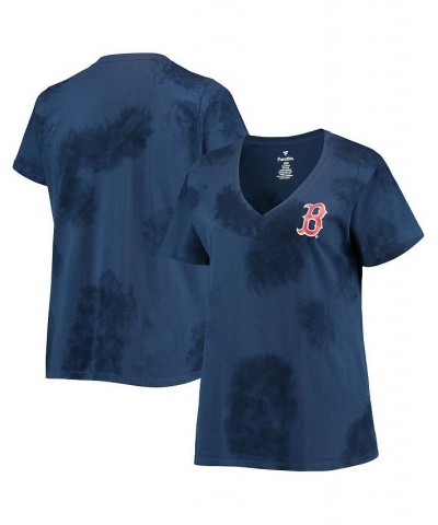 Women's Navy Boston Red Sox Plus Size Cloud V-Neck T-shirt Navy $18.00 Tops
