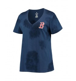 Women's Navy Boston Red Sox Plus Size Cloud V-Neck T-shirt Navy $18.00 Tops