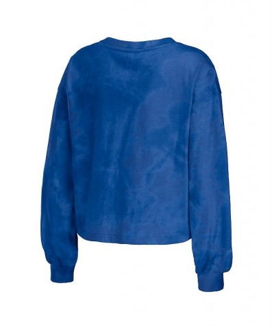 Women's Blue St. Louis Blues Tie-Dye Cropped Pullover Sweatshirt and Shorts Lounge Set Blue $49.49 Pajama