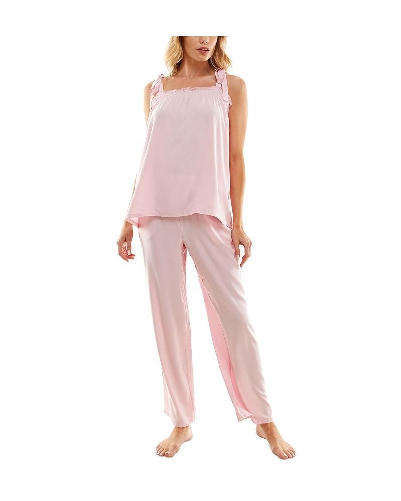 Women's Woven Tie-Strap Tank Pajamas Set Pink Ribbon $22.04 Sleepwear