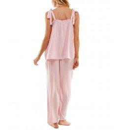 Women's Woven Tie-Strap Tank Pajamas Set Pink Ribbon $22.04 Sleepwear