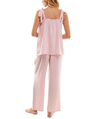 Women's Woven Tie-Strap Tank Pajamas Set Pink Ribbon $22.04 Sleepwear