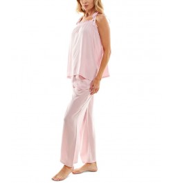 Women's Woven Tie-Strap Tank Pajamas Set Pink Ribbon $22.04 Sleepwear