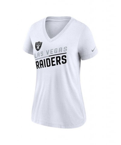 Women's White Las Vegas Raiders Slant Logo Tri-Blend V-Neck T-shirt White $24.29 Tops