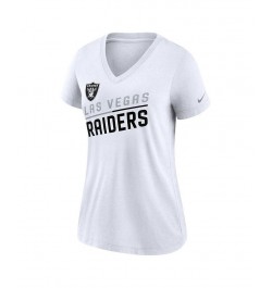 Women's White Las Vegas Raiders Slant Logo Tri-Blend V-Neck T-shirt White $24.29 Tops