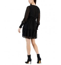 Petite Clip-Dot V-Neck Smocked Fit & Flare Dress Black/gold $32.00 Dresses