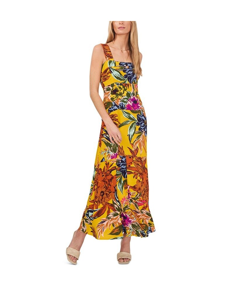 Women's Printed Tiered Smocked-Back Challis Maxi Dress Rust floral $32.39 Dresses