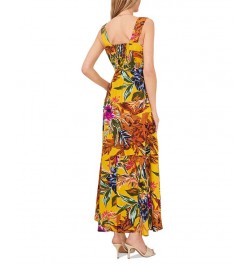 Women's Printed Tiered Smocked-Back Challis Maxi Dress Rust floral $32.39 Dresses