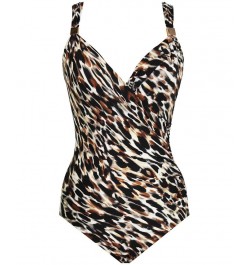 Women's Siren Underwire One-Piece Swimsuit Fur Realz Brown $74.88 Swimsuits