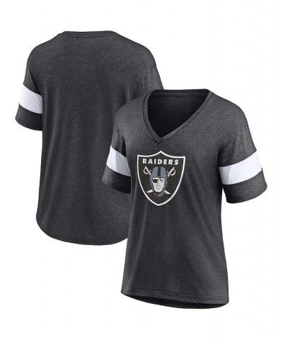 Women's Branded Heathered Charcoal Las Vegas Raiders Distressed Team Tri-Blend V-Neck T-shirt Heathered Charcoal $28.31 Tops