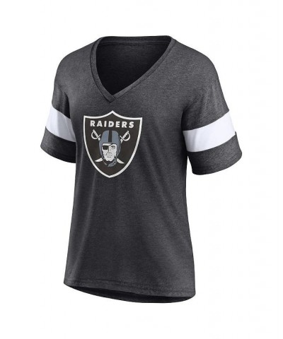 Women's Branded Heathered Charcoal Las Vegas Raiders Distressed Team Tri-Blend V-Neck T-shirt Heathered Charcoal $28.31 Tops