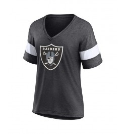 Women's Branded Heathered Charcoal Las Vegas Raiders Distressed Team Tri-Blend V-Neck T-shirt Heathered Charcoal $28.31 Tops