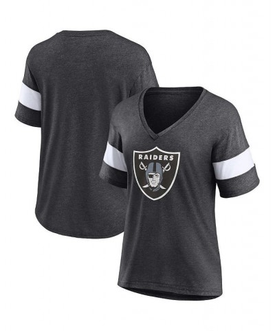 Women's Branded Heathered Charcoal Las Vegas Raiders Distressed Team Tri-Blend V-Neck T-shirt Heathered Charcoal $28.31 Tops