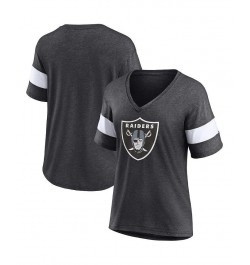 Women's Branded Heathered Charcoal Las Vegas Raiders Distressed Team Tri-Blend V-Neck T-shirt Heathered Charcoal $28.31 Tops