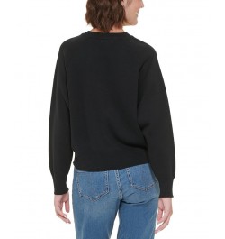 Women's Cotton Raglan-Sleeve Sweater Black Porcelain $27.88 Sweaters