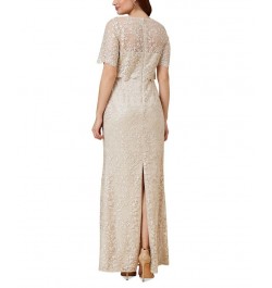 Petite Lace Elbow-Sleeve Overlay Gown Biscotti $109.82 Dresses