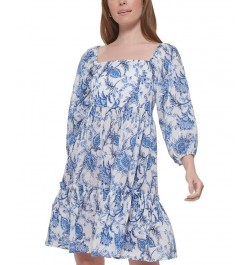 Women's Square-Neck Ruffled-Hem Dress Ivory Multi $38.64 Dresses