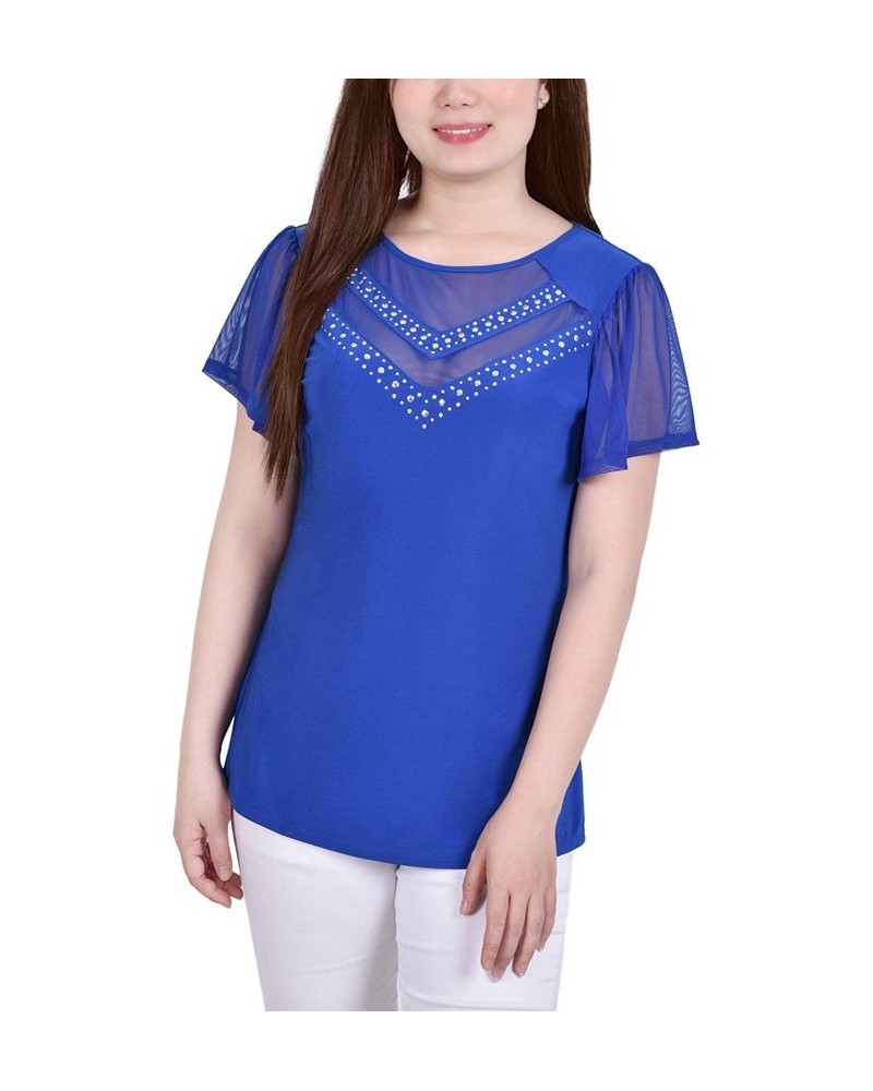 Women's Studded Top with Mesh Details Surf the Web $12.71 Tops