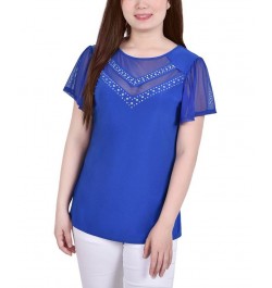 Women's Studded Top with Mesh Details Surf the Web $12.71 Tops