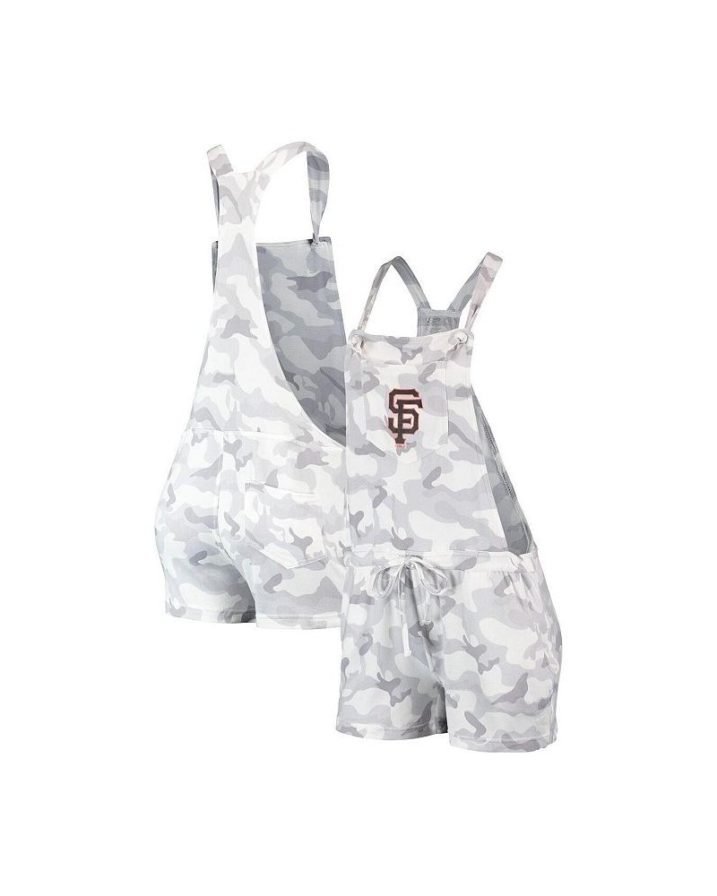 Women's Gray San Francisco Giants Camo Overall Romper Gray $25.30 Shorts