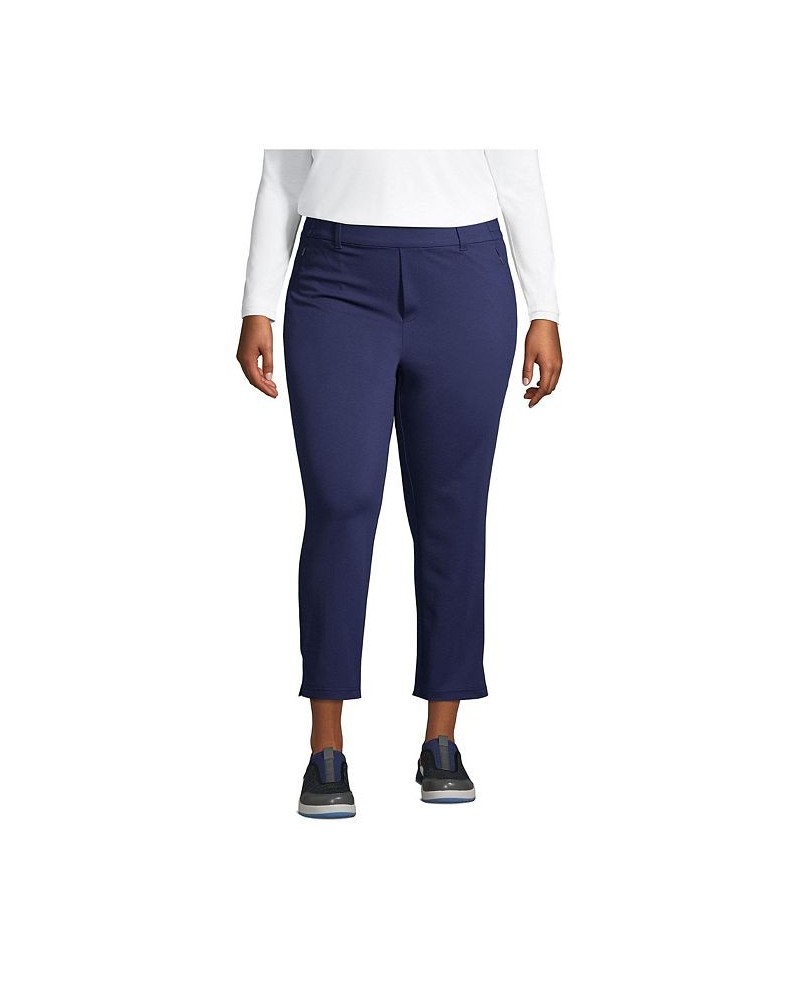 Women's Plus Size Lands' End Flex Mid Rise Pull On Crop Pants Blue $43.18 Pants