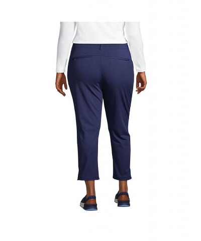 Women's Plus Size Lands' End Flex Mid Rise Pull On Crop Pants Blue $43.18 Pants