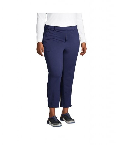 Women's Plus Size Lands' End Flex Mid Rise Pull On Crop Pants Blue $43.18 Pants