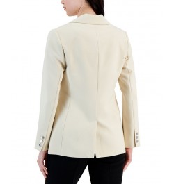 Women's Notched-Collar One-Button Zipper-Pocket Blazer Jasper Stone $83.66 Jackets