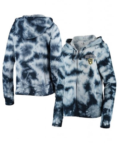 Women's Navy Milwaukee Brewers Tie-Dye Fleece Full-Zip Hoodie Navy $36.80 Sweatshirts