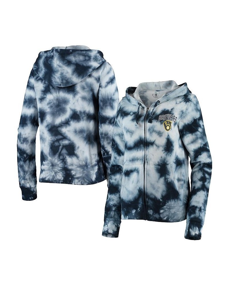 Women's Navy Milwaukee Brewers Tie-Dye Fleece Full-Zip Hoodie Navy $36.80 Sweatshirts