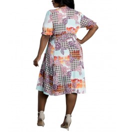 Women's Plus Size Tuscan Tie Wrap Dress Orange $36.58 Dresses