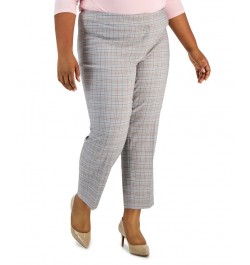 Plus Size Plaid Mid-Rise Straight-Leg Ankle Pants Black Multi $35.39 Pants