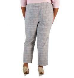 Plus Size Plaid Mid-Rise Straight-Leg Ankle Pants Black Multi $35.39 Pants