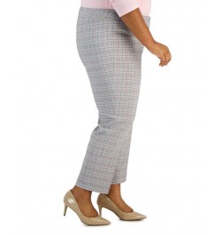 Plus Size Plaid Mid-Rise Straight-Leg Ankle Pants Black Multi $35.39 Pants