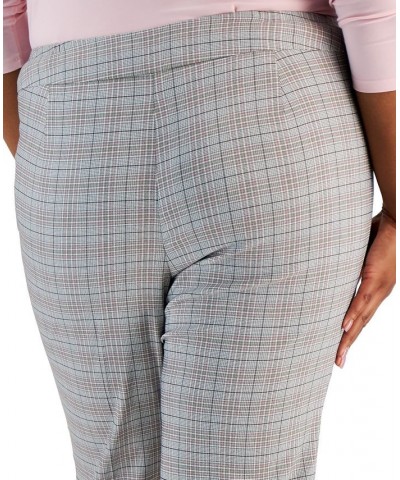 Plus Size Plaid Mid-Rise Straight-Leg Ankle Pants Black Multi $35.39 Pants